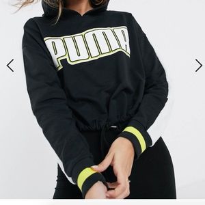 Puma rebel reload cropped hoodie in black